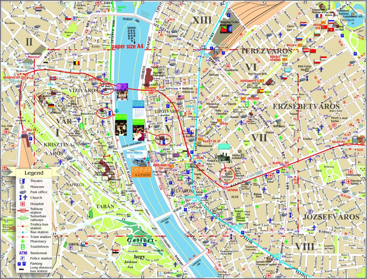 budapest mapa de la ciutat amb llocs d'interès
