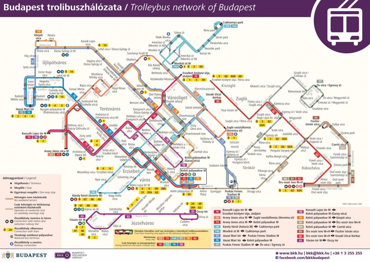 mapa de budapest trolleybus