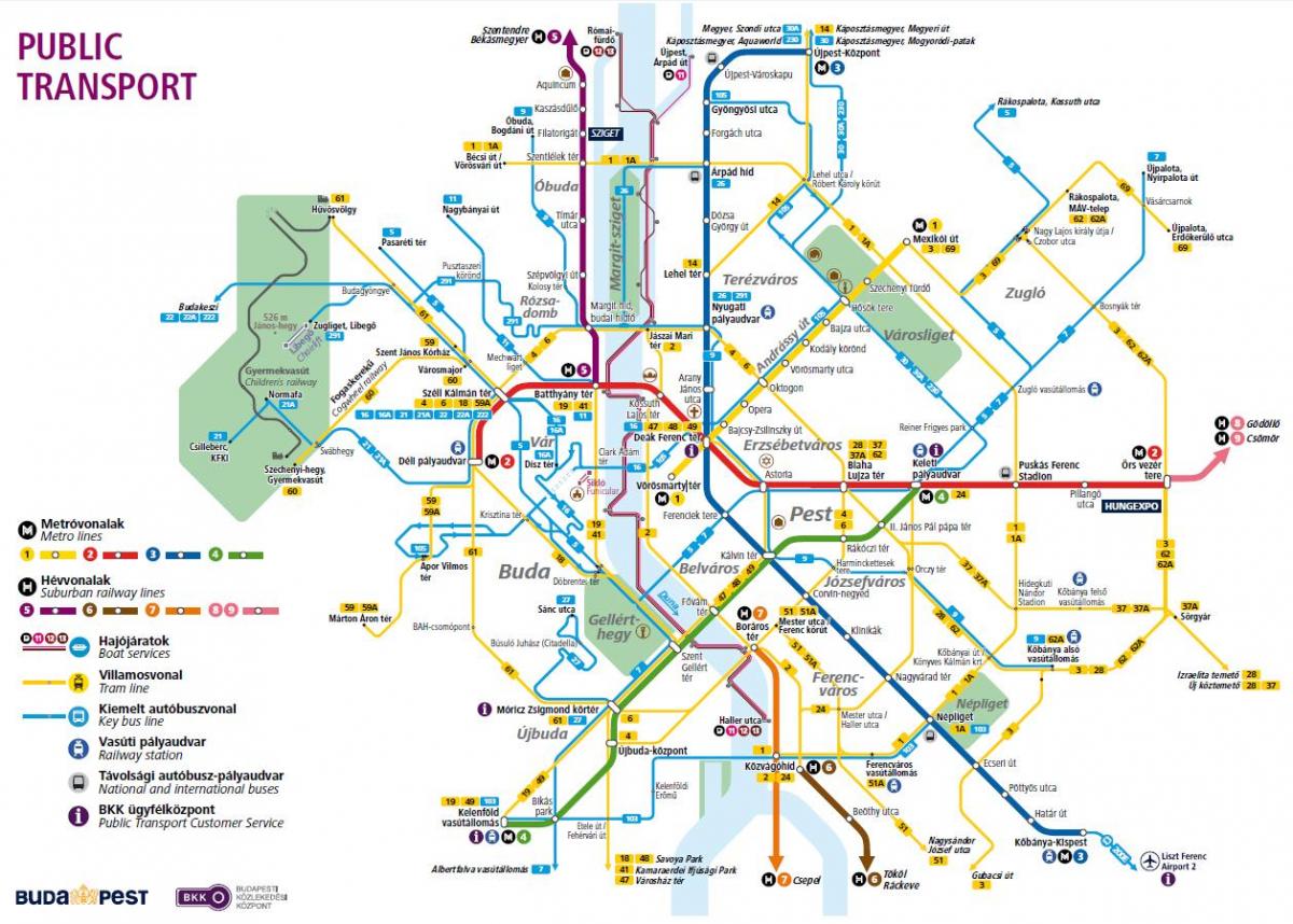 budapest línies d'autobús mapa