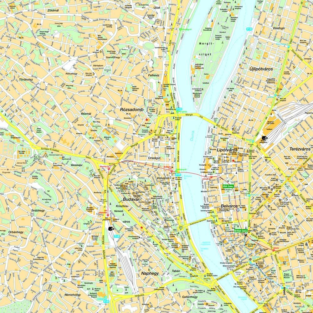 mapa de budapest i els seus voltants