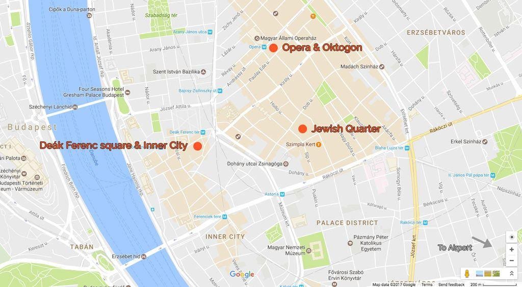 mapa de deak plaça de budapest